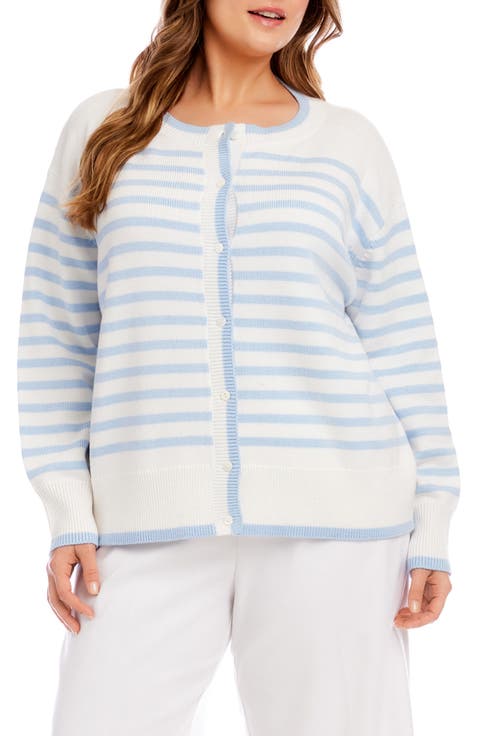Stripe Cardigan Sweater (Plus)
