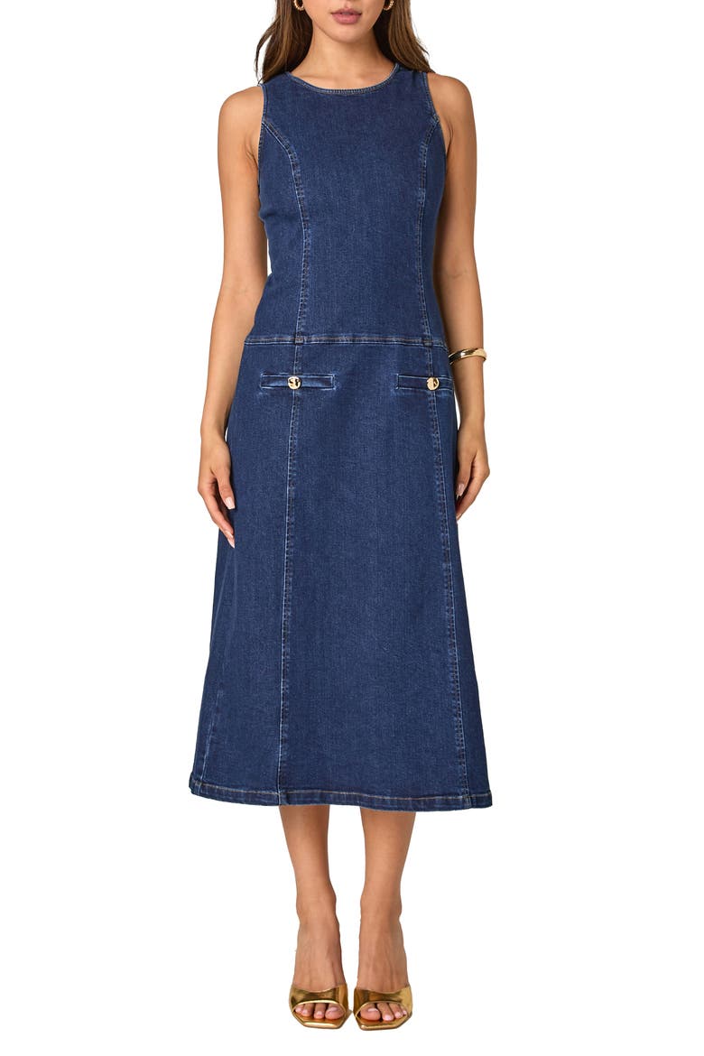 Sleeveless Denim Midi Dress, Main, color, DENIM