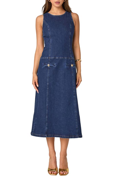 Sleeveless Denim Midi Dress