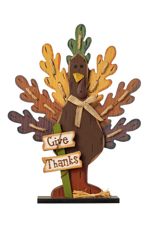 Burlap Wooden Turkey Table Decor
