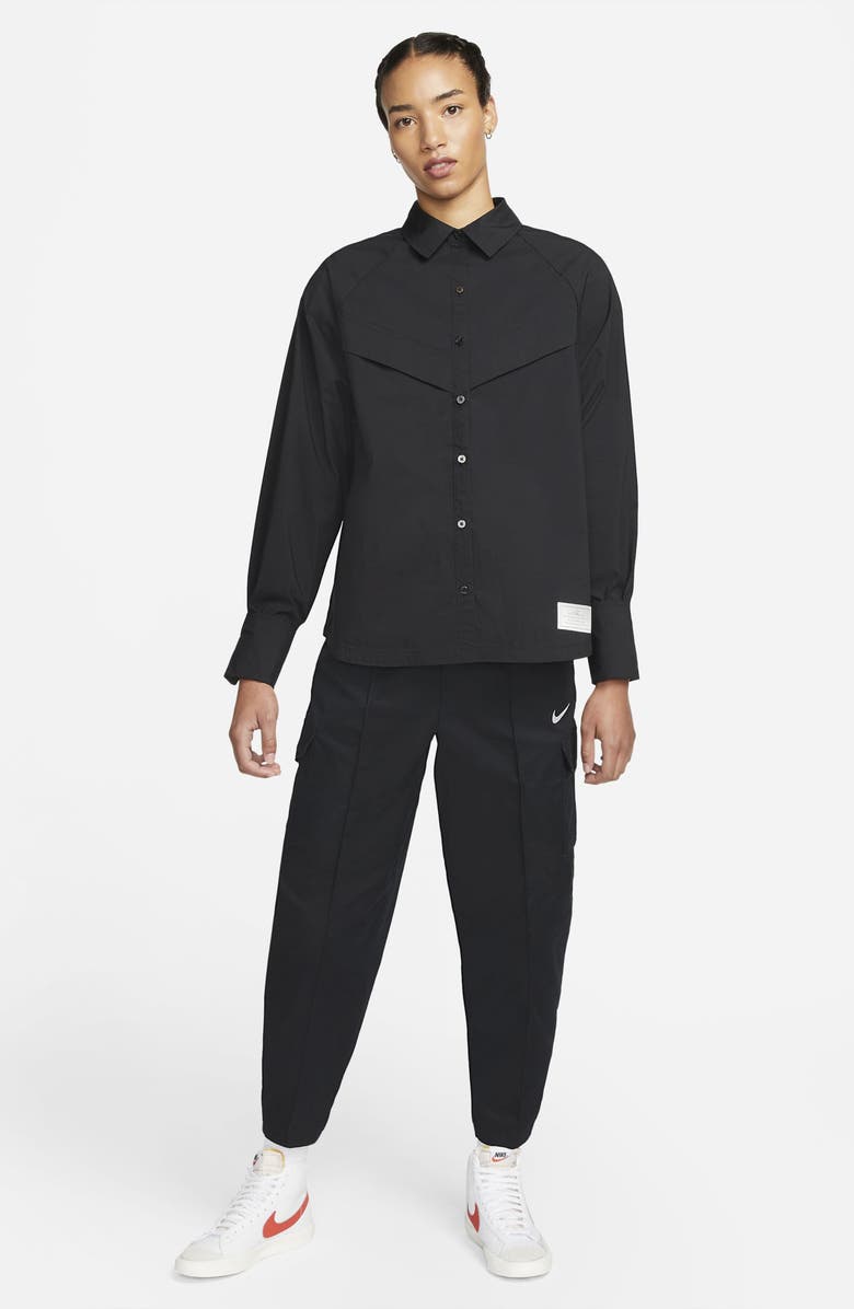 Nike High Waist Pleated Cotton Blend Pants, Alternate, color, 