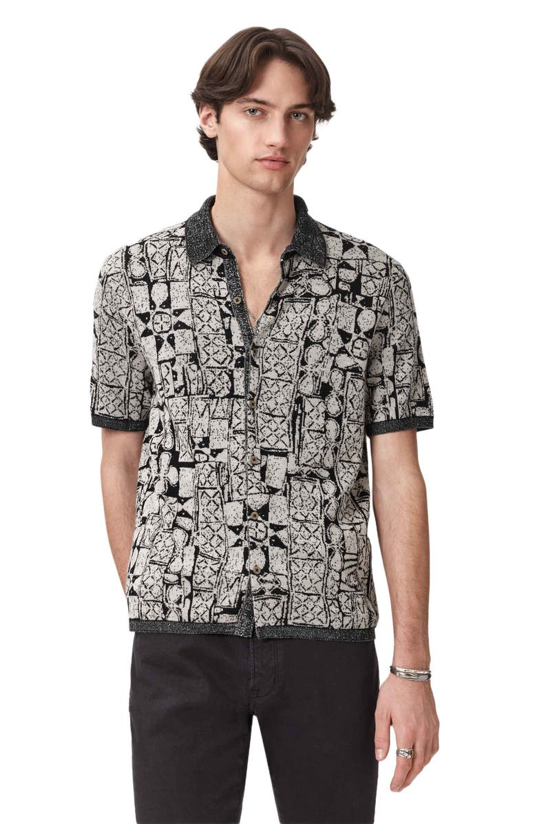 John Varvatos Ferrin Short Sleeve Cardigan, Alternate, color, 