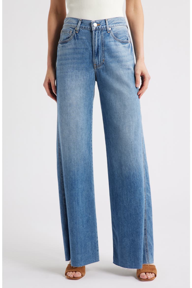 Kasey Raw Hem Mid Rise Wide Leg Jeans, Main, color, DUSTED GLARE
