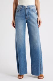 Veronica Beard Kasey Raw Hem Mid Rise Wide Leg Jeans