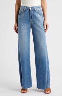 Veronica Beard Kasey Raw Hem Mid Rise Wide Leg Jeans