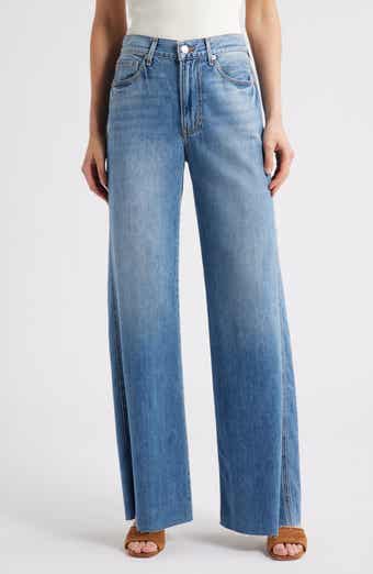 Veronica Beard Kasey Raw Hem Mid Rise Wide Leg Jeans