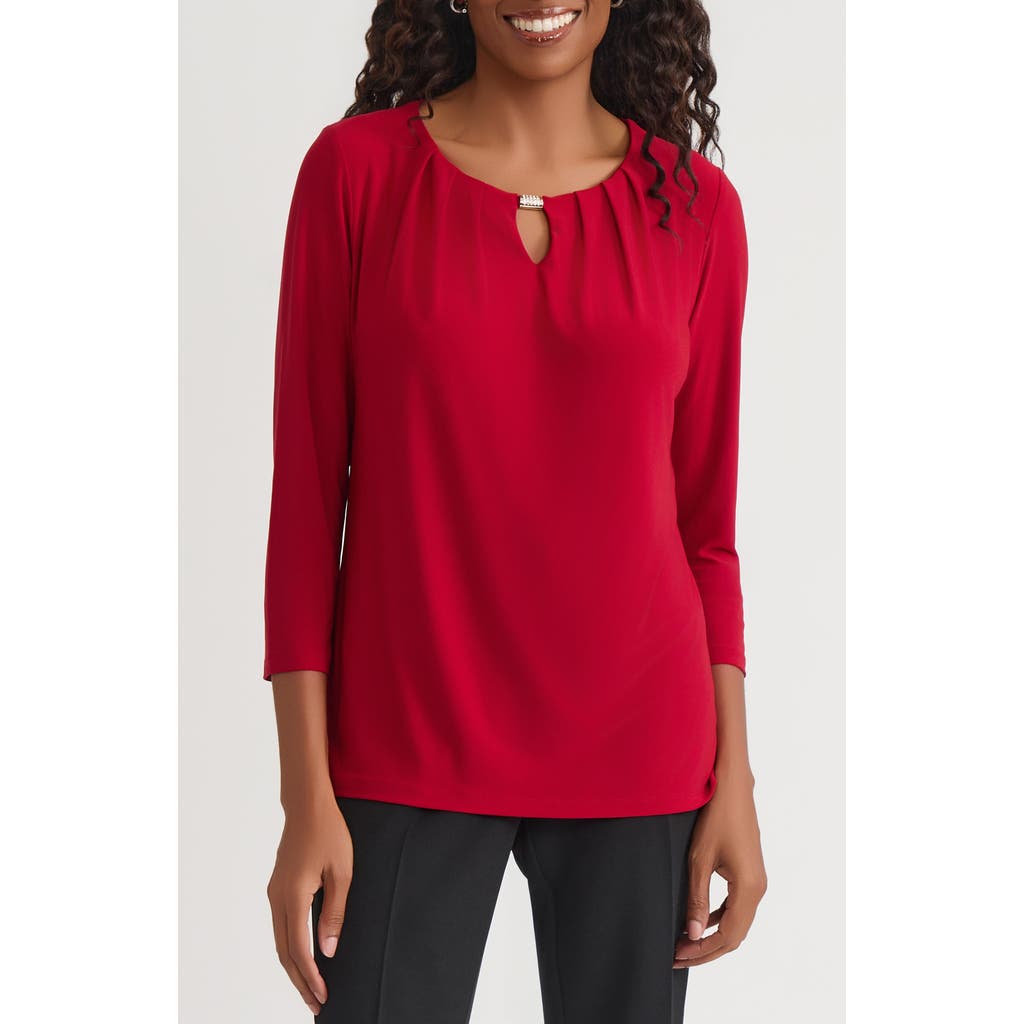 Kasper Pleat Neck Top In Red
