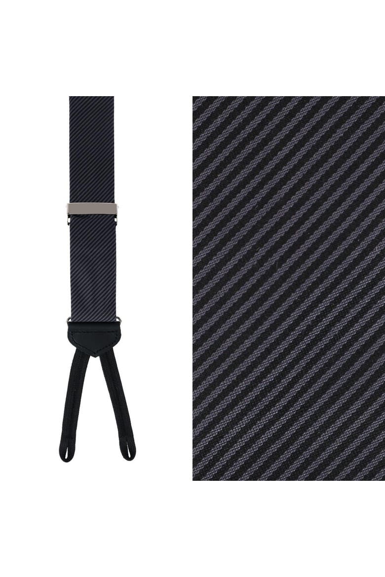 Big & Tall Leyton Diagonal Lined Tone on Tone Silk Formal End Suspenders, Main, color, Graphite