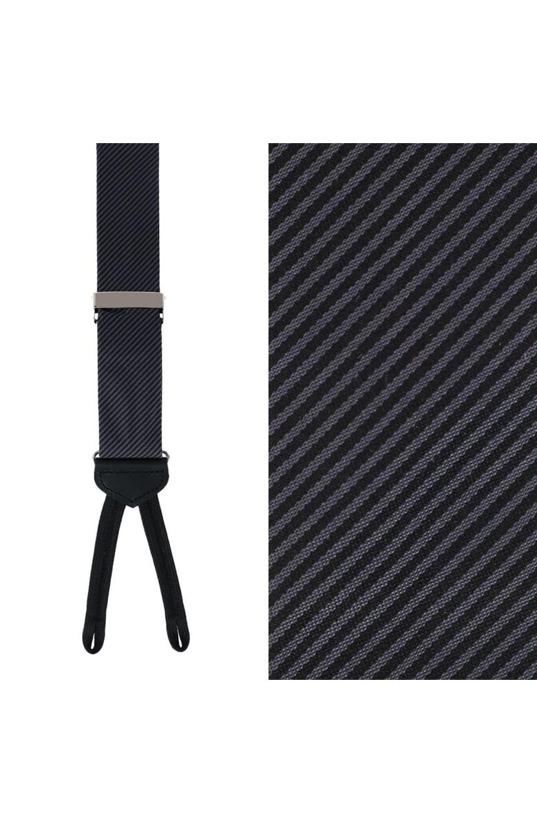 Trafalgar Big & Tall Leyton Diagonal Lined Tone on Tone Silk Formal End Suspenders, Main, color, Graphite