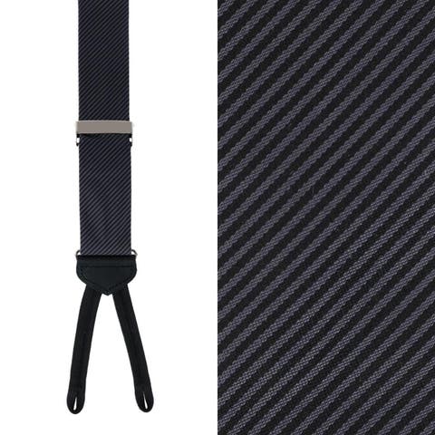 Big & Tall Leyton Diagonal Lined Tone on Tone Silk Formal End Suspenders (Braces)