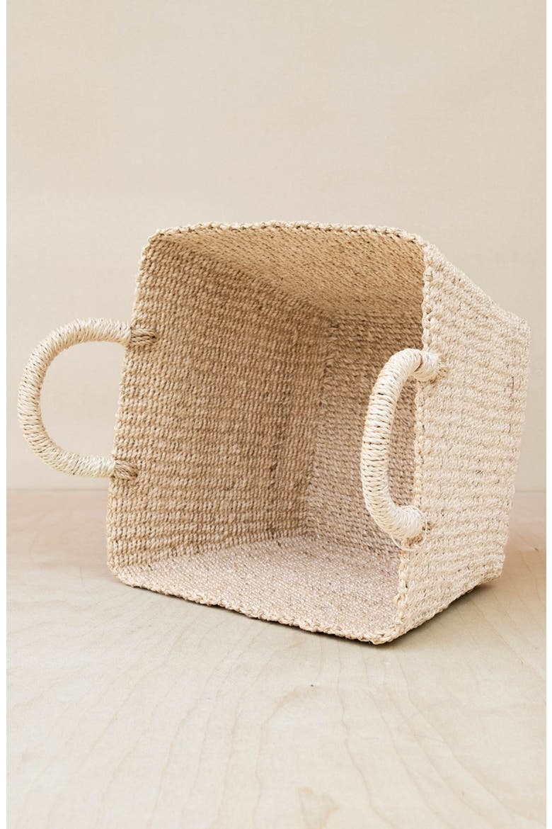 Tapered Square Tabletop Basket with Handles, Alternate, color, Natural