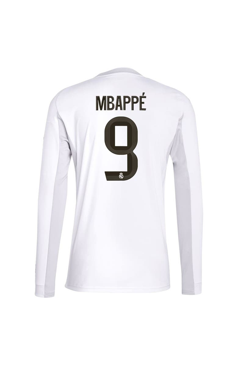 adidas Men's adidas Kylian Mbappé White Real Madrid 2025/26 Home Replica Long Sleeve Jersey, Alternate, color,