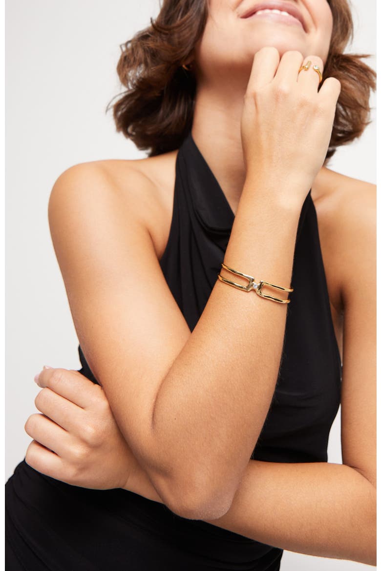 Double Topaz Layer Bangle, Alternate, color, Gold