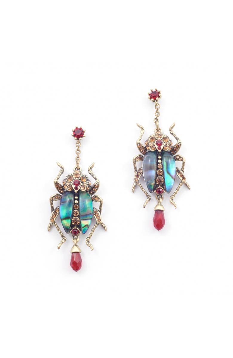 Bill Skinner Studio Bejewelled Beetle Statement Drop Earrings, Main, color, Bettle