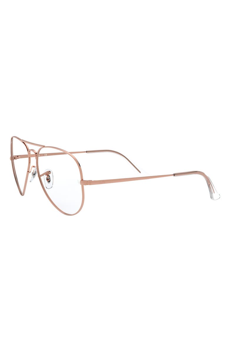 Ray-Ban 55mm Aviator Optical Glasses, Alternate, color, Shiny Rose Gold
