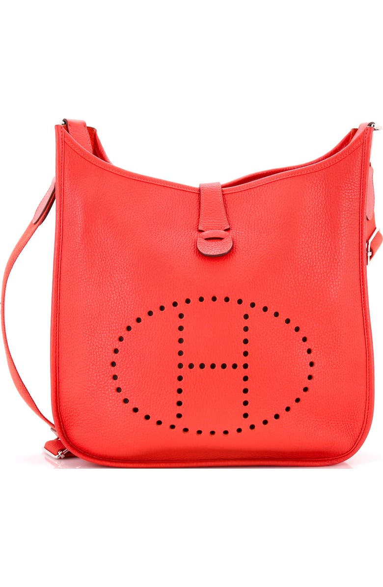 Pre-Owned Hermes Evelyne Bag Gen III Clemence PM, Main, color, Rouge Pivoine