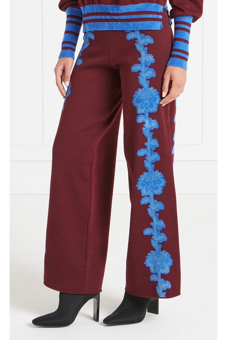 Floral Knit Trousers, Alternate, color, Dark Amethyst