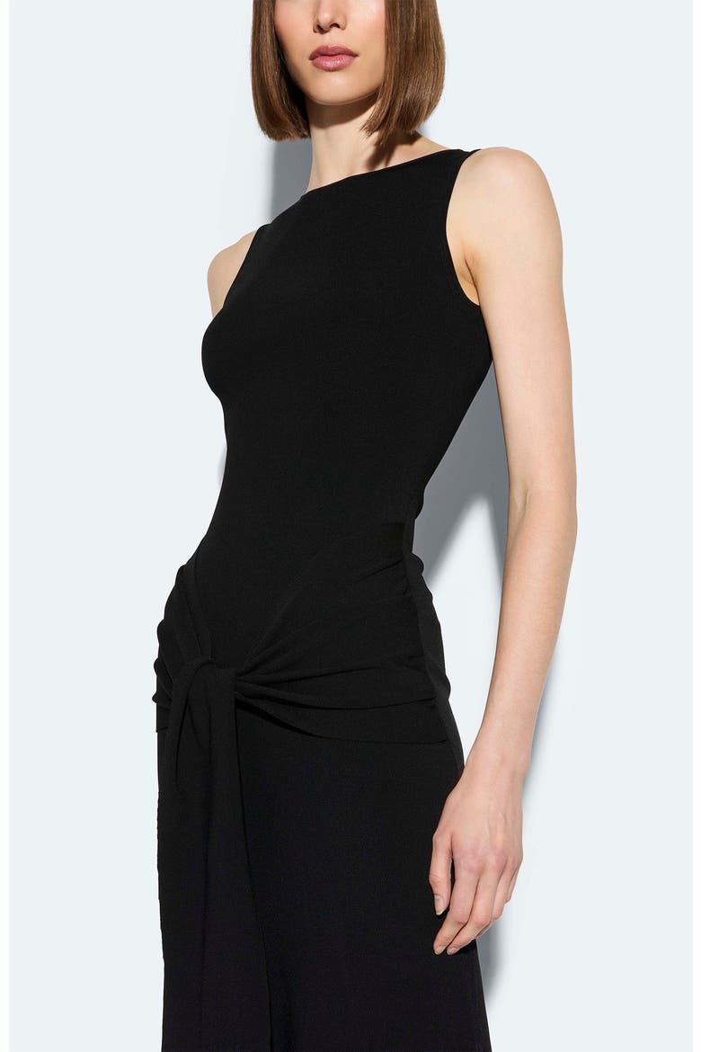 Matte Viscose Waist Tie Dress, Alternate, color, Black