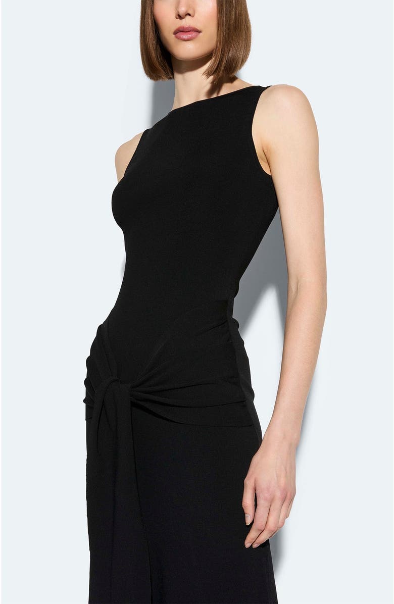 LAPOINTE Matte Viscose Waist Tie Dress, Alternate, color, Black
