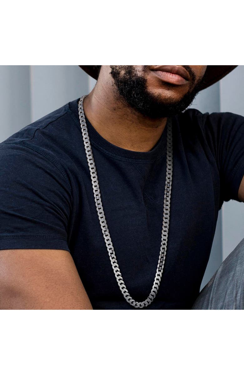 DELMAR Sterling Silver Bevel Curb Chain Necklace, Alternate, color, Silver