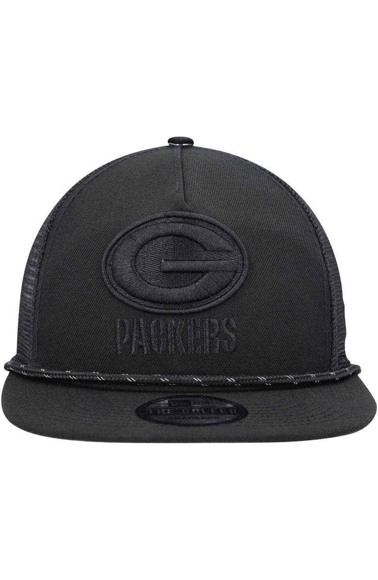 New Era Men's New Era Black Green Bay Packers Illumination Golfer Snapback Trucker Hat, Alternate, color,