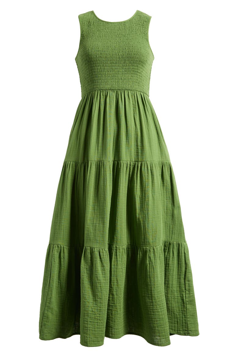 Charlie Smocked Sleeveless Maxi Dress, Alternate, color, GREEN