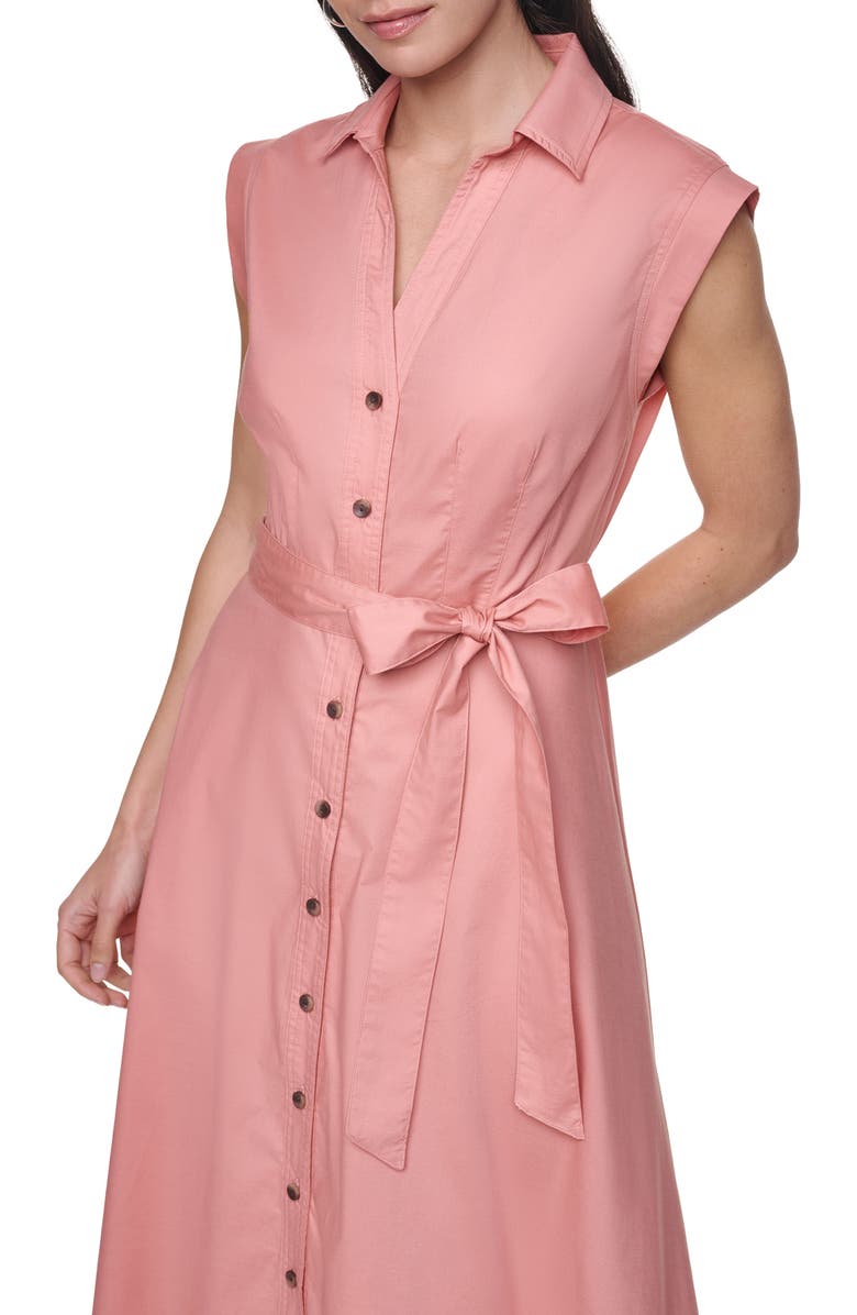 Calvin Klein Belted Midi Shirtdress, Alternate, color, Desert Rose