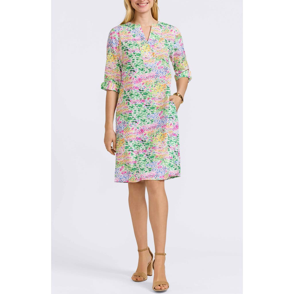 Foxcroft Vena Floral Print Linen Blend Dress In Multi