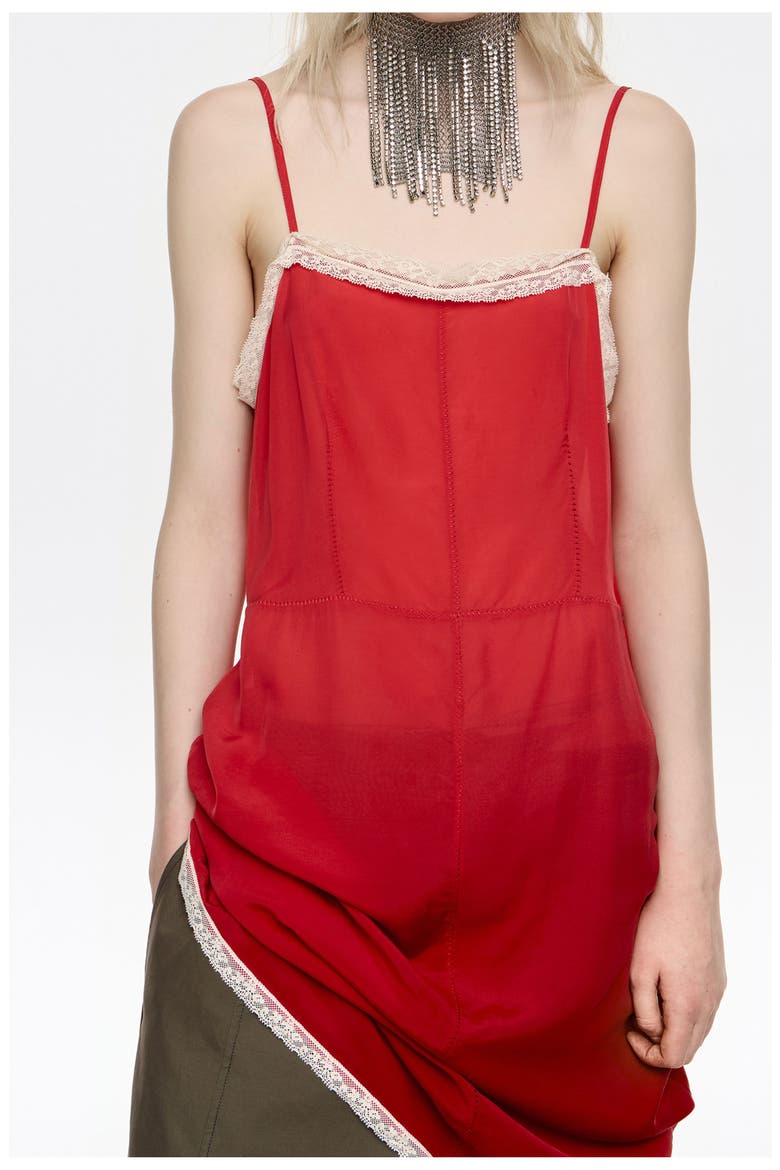 Dress With Contrast Lace Straps, Alternate, color, RED