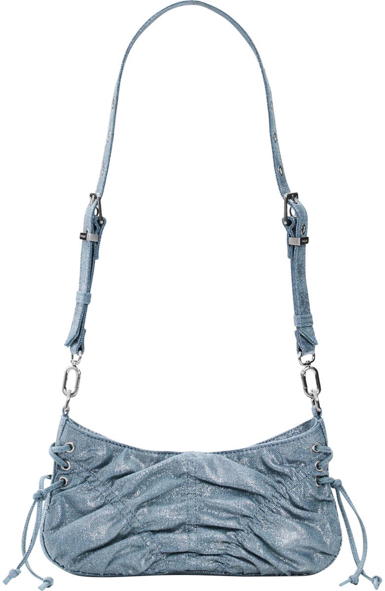 Desigual Ruched Denim Crossbody Bag, Main, color, Blue