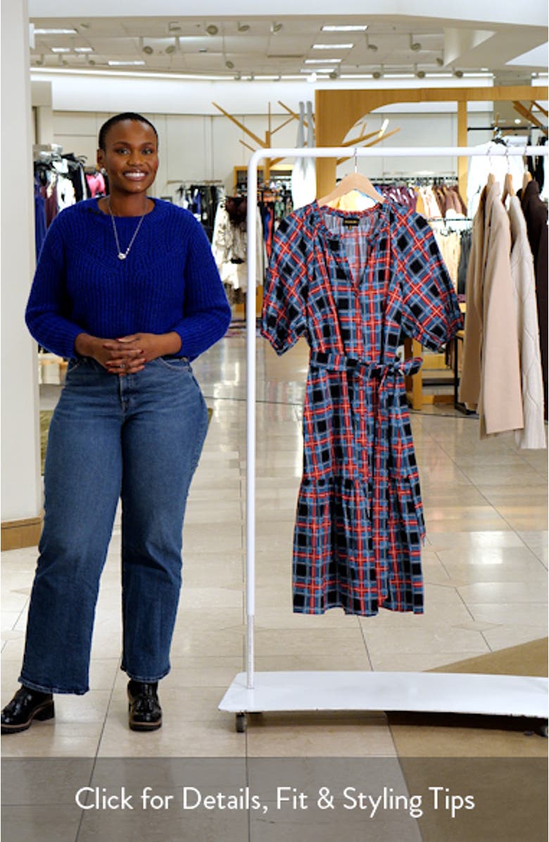 Winston Plaid Tie Waist Cotton Midi Dress, sales video thumbnail