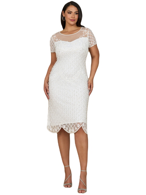 Beaded Midi Dress with Cap Sleeves