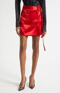 FERRAGAMO Belted Double Breasted Satin Miniskirt