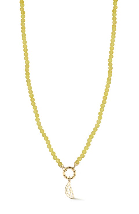 14K Yellow Gold Citrus Charm Beaded Necklace