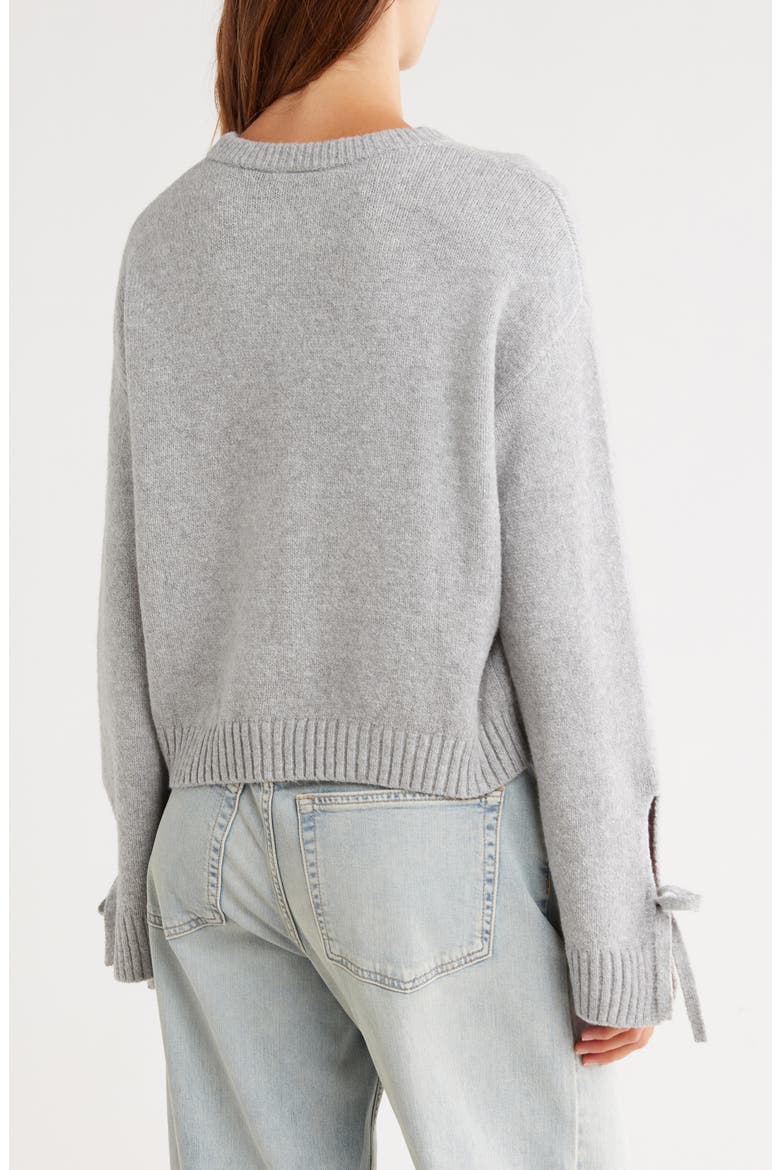 Cozy Bow Sleeve Sweater, Alternate, color, GREY HEATHER