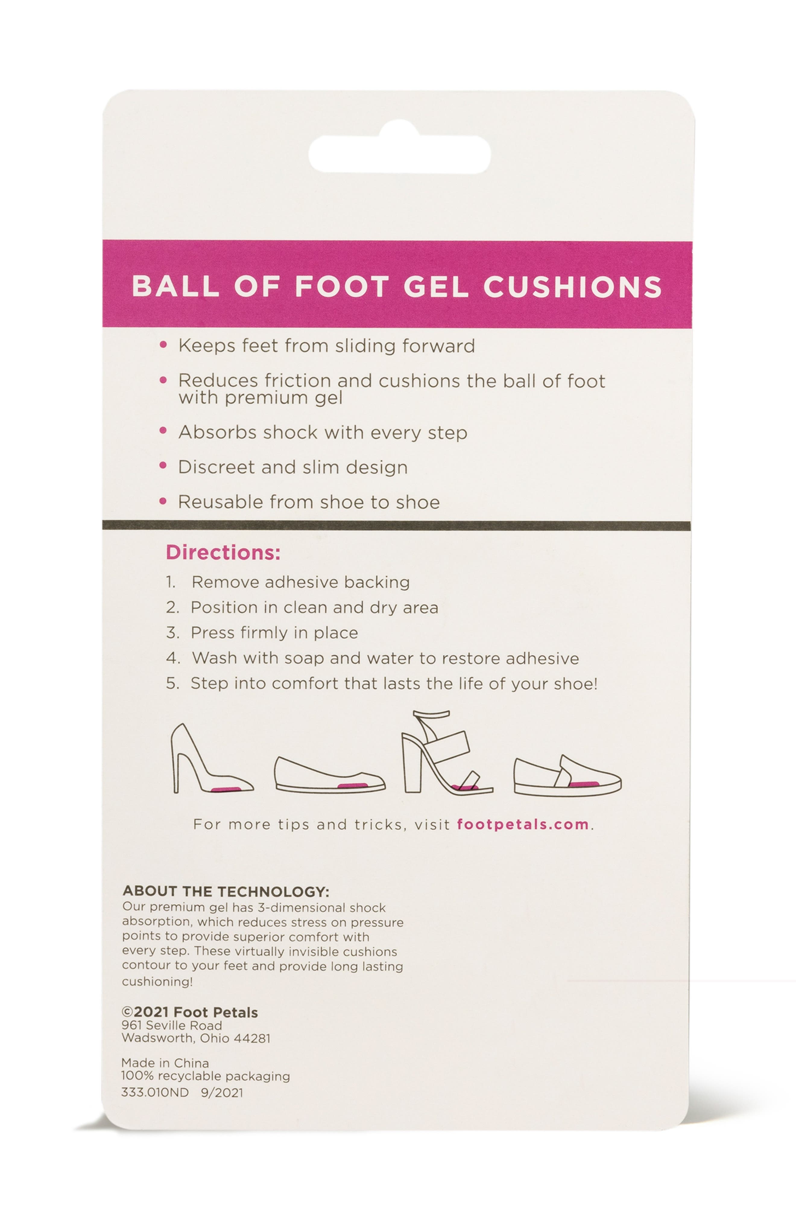 Ball of Foot Gel Cushions, Alternate, color, PINK