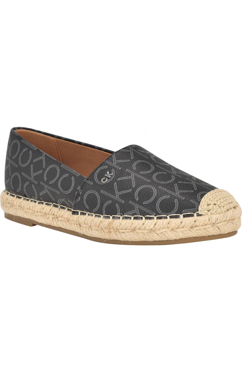 Calvin Klein Popular Espadrille Flat, Main, color, Black Logo