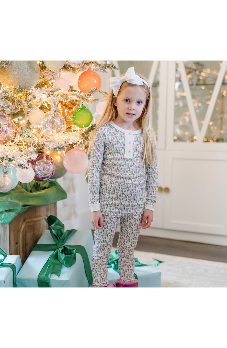 Lila and Hayes Alden Girls' Pajama Pant Set, Alternate, color, Mod Holiday Pink