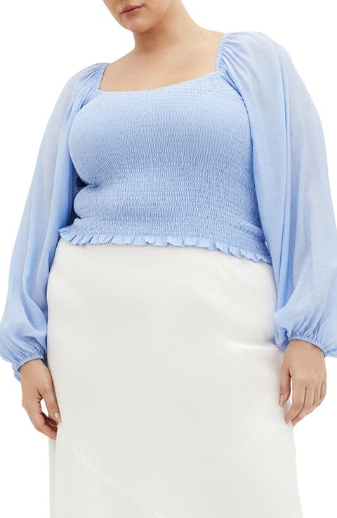 Rowy Smocked Balloon Sleeve Top