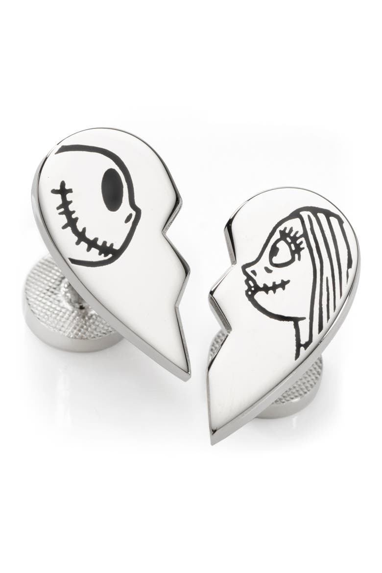 Jack & Sally Simply Meant To Be Cuff Links, Main, color, SILVER