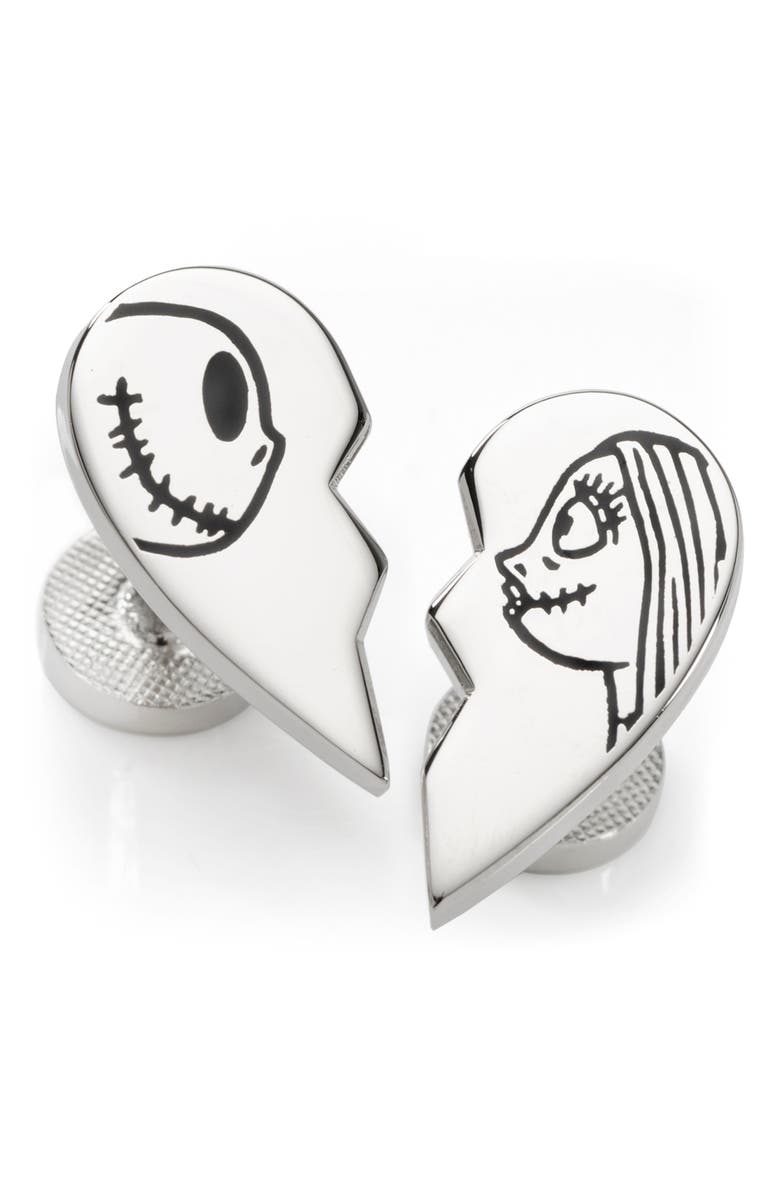 Cufflinks, Inc. Jack & Sally Simply Meant To Be Cuff Links, Main, color, Silver