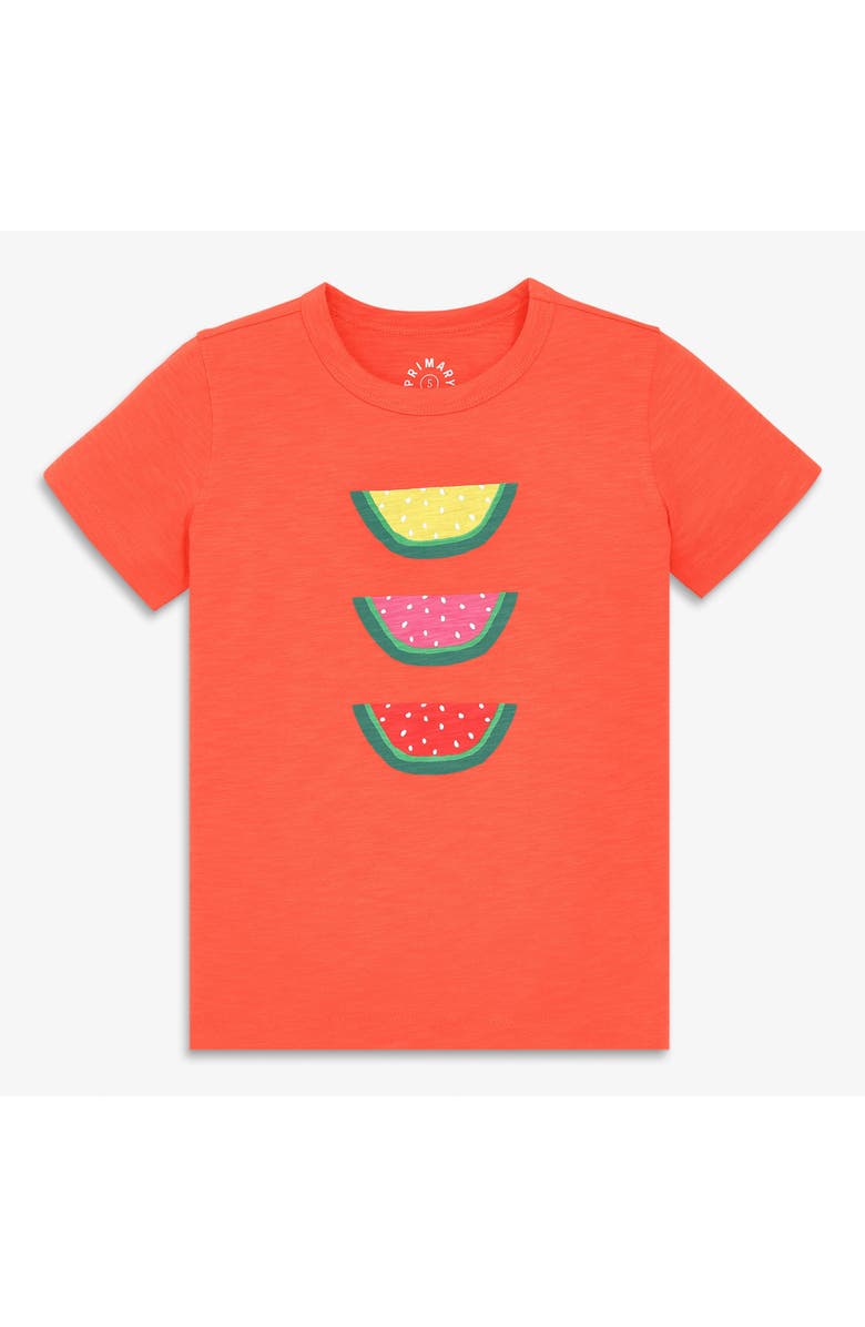 Primary Kids Melon Slices Tee, Main, color, Hot Coral Watermelons