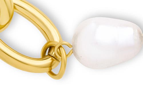 Sterling Forever Tess Cultured Pearl Chain Bracelet In Gold