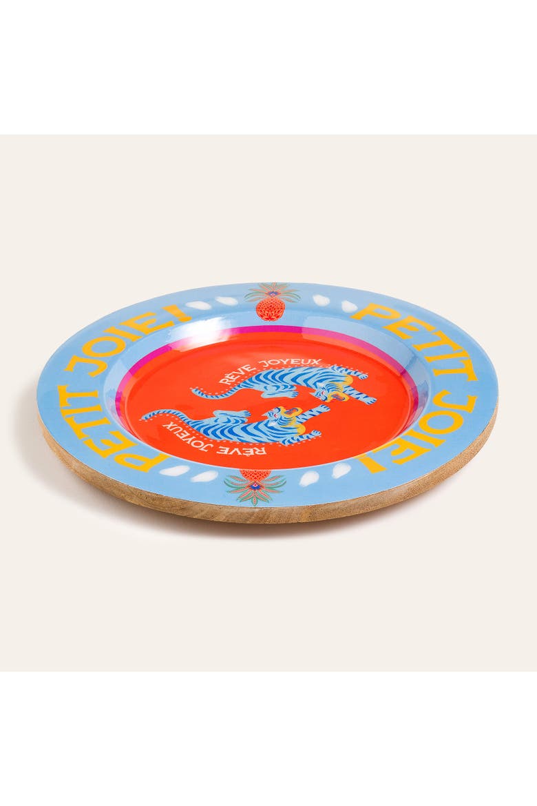 Lakri Round Wood Entertaining Artisan, Alternate, color, Blue