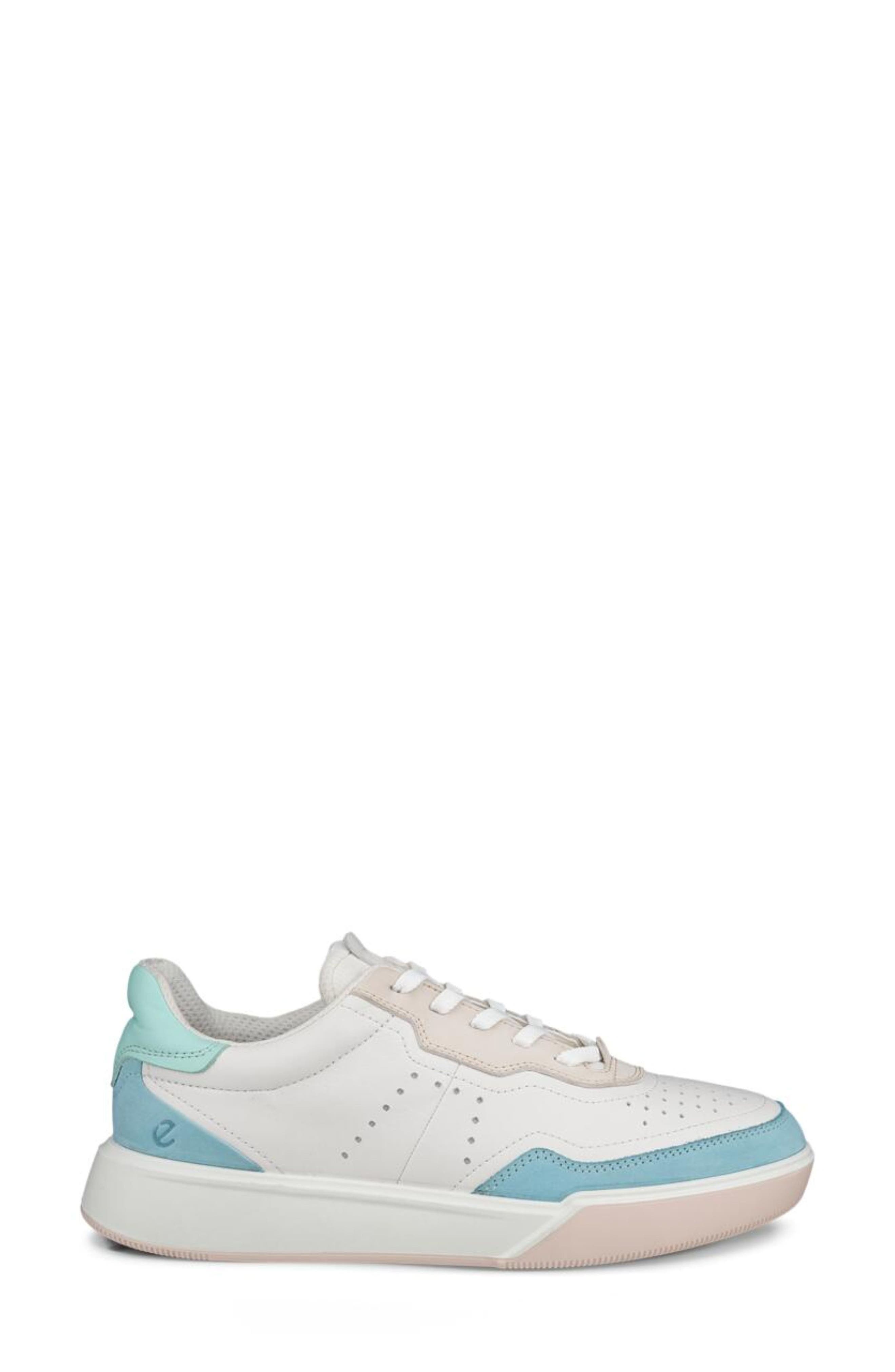 ECCO Street Court Sneaker, Alternate, color, White/ Aqua