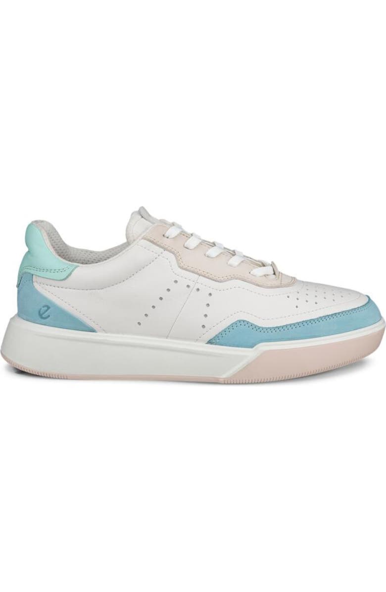 ECCO Street Court Sneaker, Alternate, color, White/ Aqua