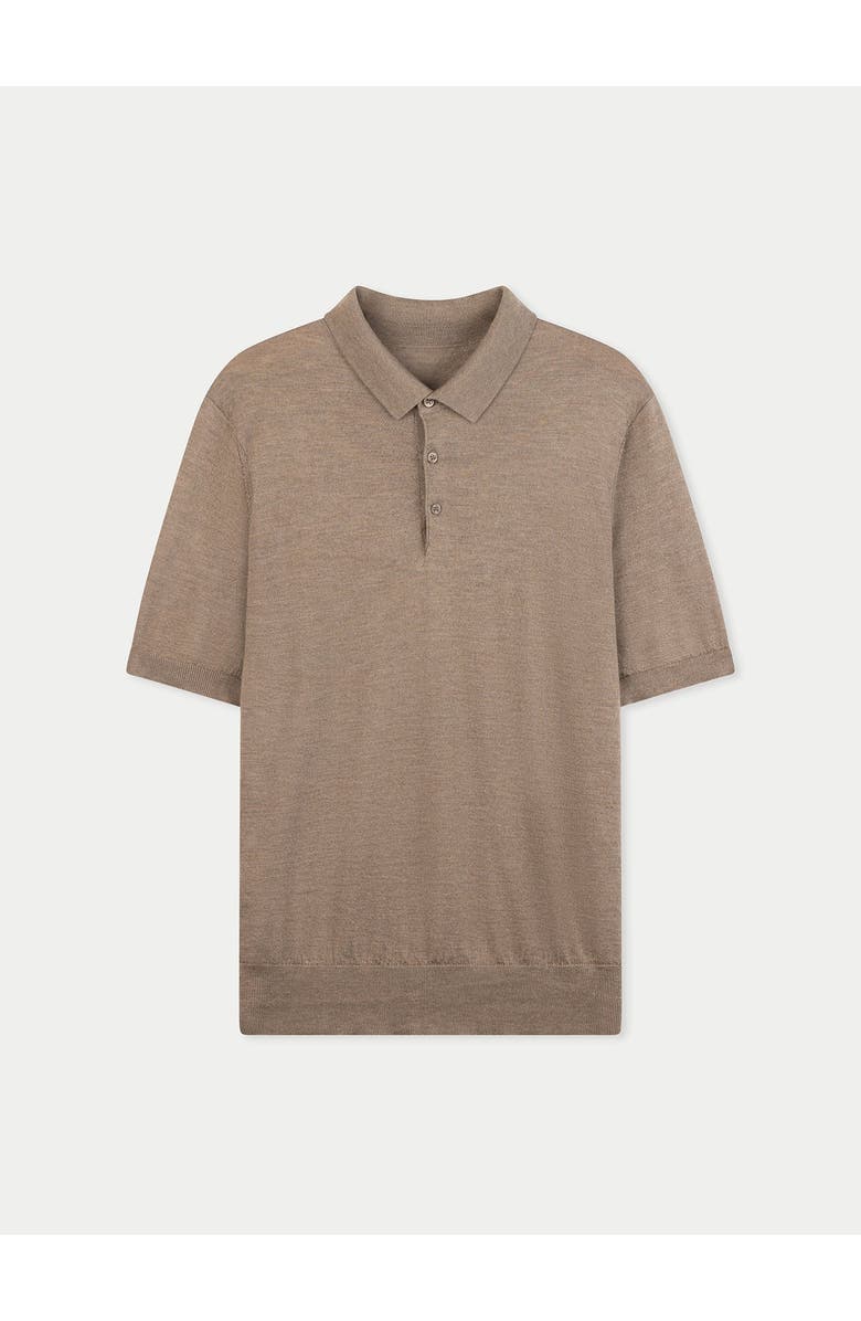 Gobi Cashmere Men Classic Polo Shirt with Short Sleeve, Main, color, Timber Wolf