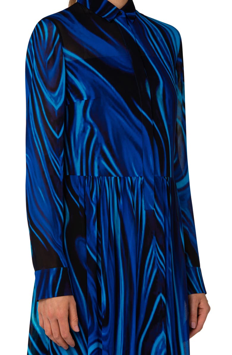 Akris punto Blue Planet Long Sleeve Shirtdress, Alternate, color, 