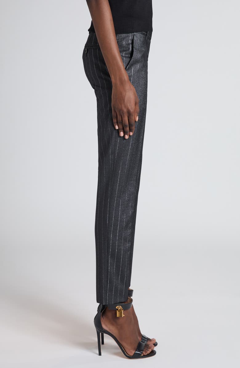 TOM FORD Metallic Stripe Wool Blend Ankle Pants, Alternate, color,