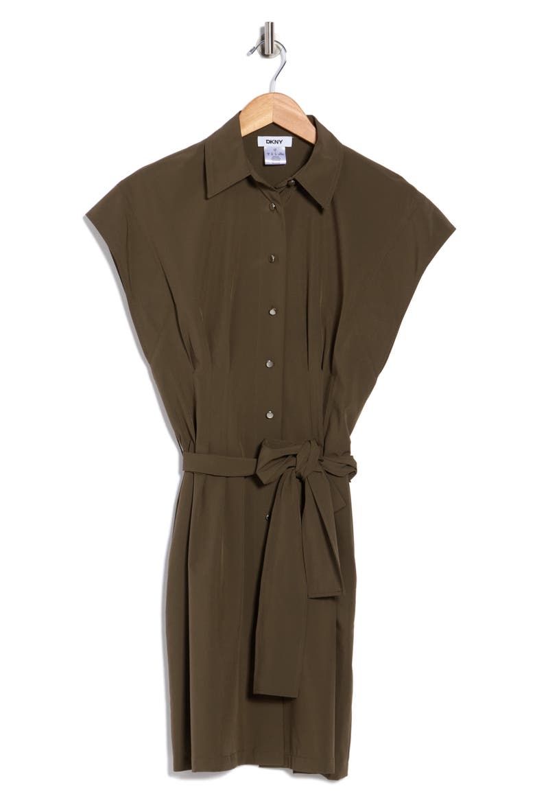 Tie Waist Shirtdress, Alternate, color, CAPER